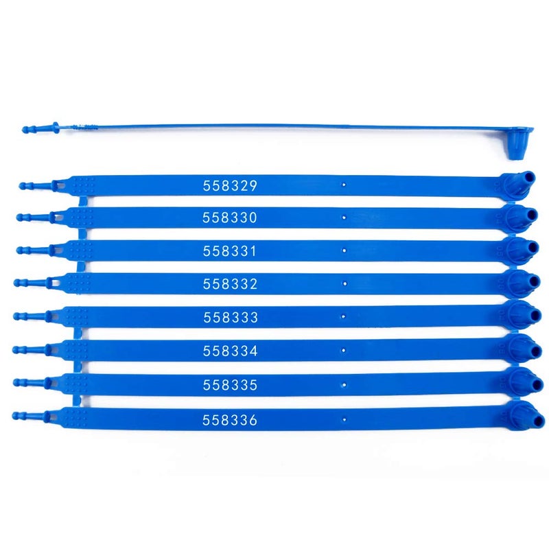 EASY 100 Tamper Proof Seals High Security Shipping Tags Numbered Security Seals Blue Plastic Seal Tags - Image 1